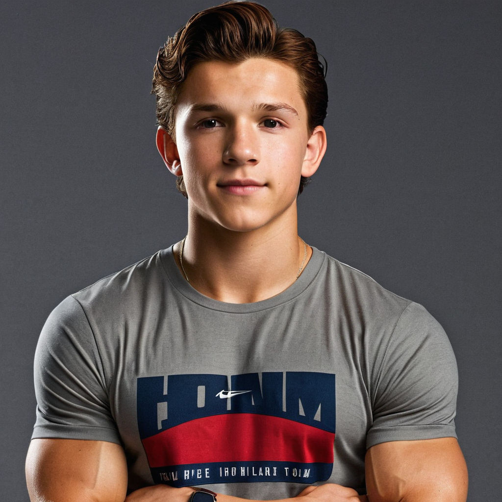 Teenage muscular Tom Holland in t shirt by B - Playground