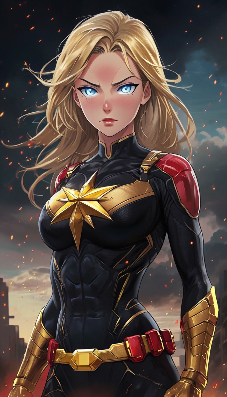 Fierce Female Superhero with Tactical Suit Anime Art Poster