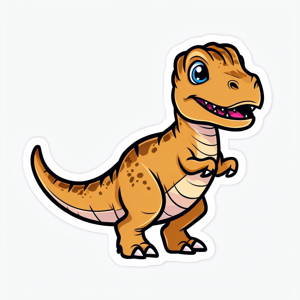 Cute Cartoon Dinosaur Character Illustration Sticker