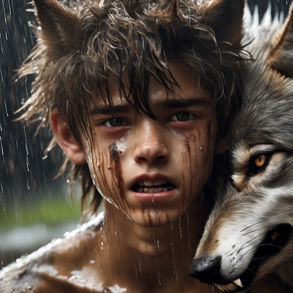 Teenager wolfboy with a painfull face by Jey (SoliKey) - Playground