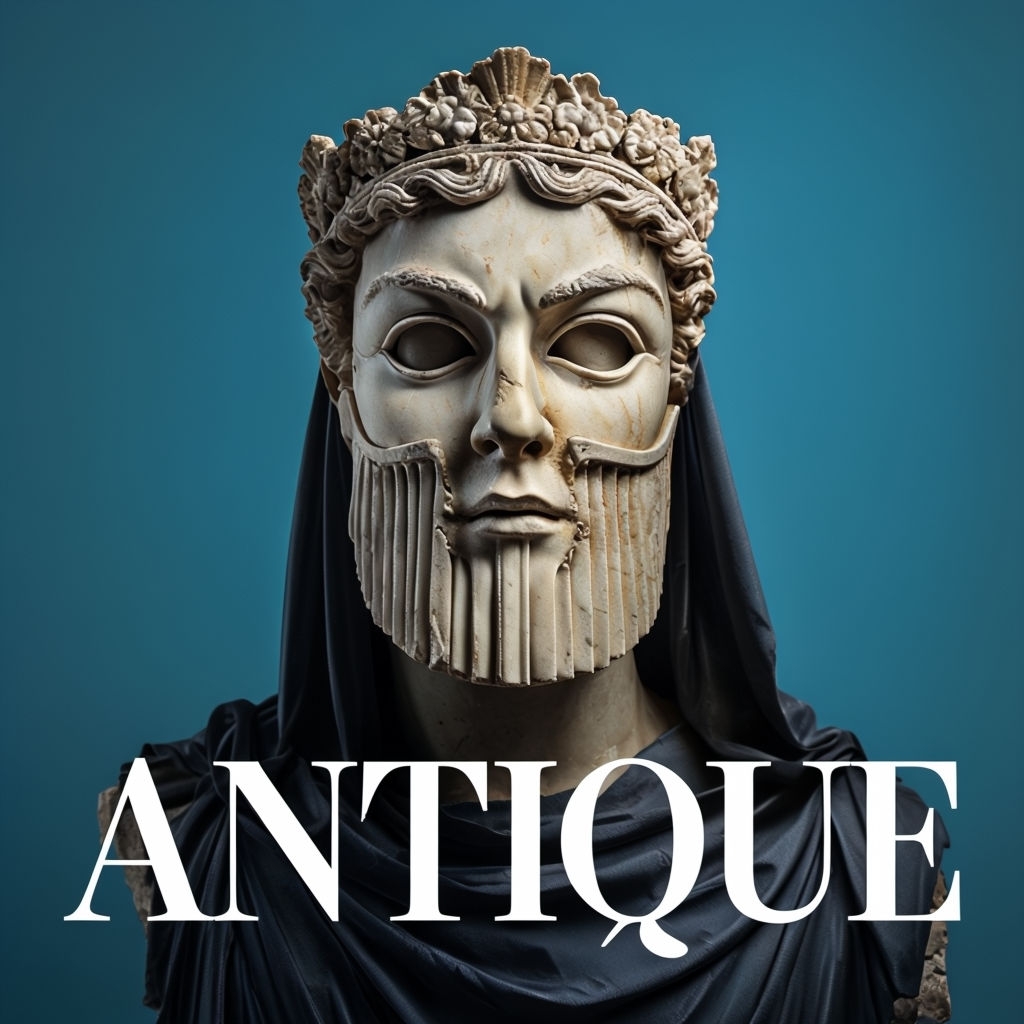 Intricately Designed Antique Greek Mask Portrait Cover Art Spotify Album Cover