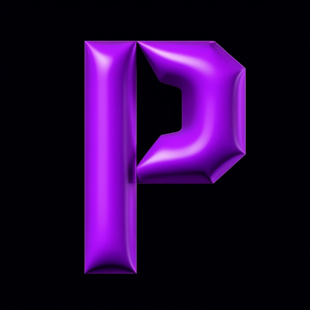 Vivid Electric Purple Bold Letter P Digital Artwork Monogram