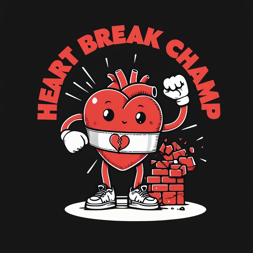 Playful Heart Break Champ Cartoon Boxing T-Shirt