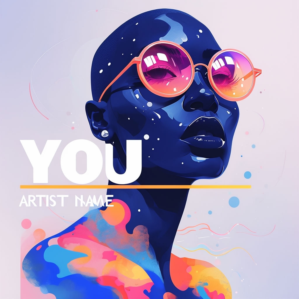 Modern Futuristic Portrait with Neon Sunglasses Spotify Album Cover