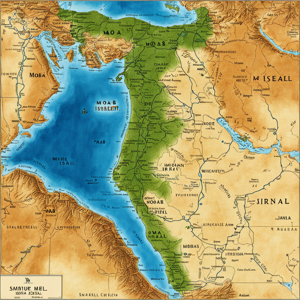 Can you create me An ancient map showing Moab and Israel by Danza Alme ...