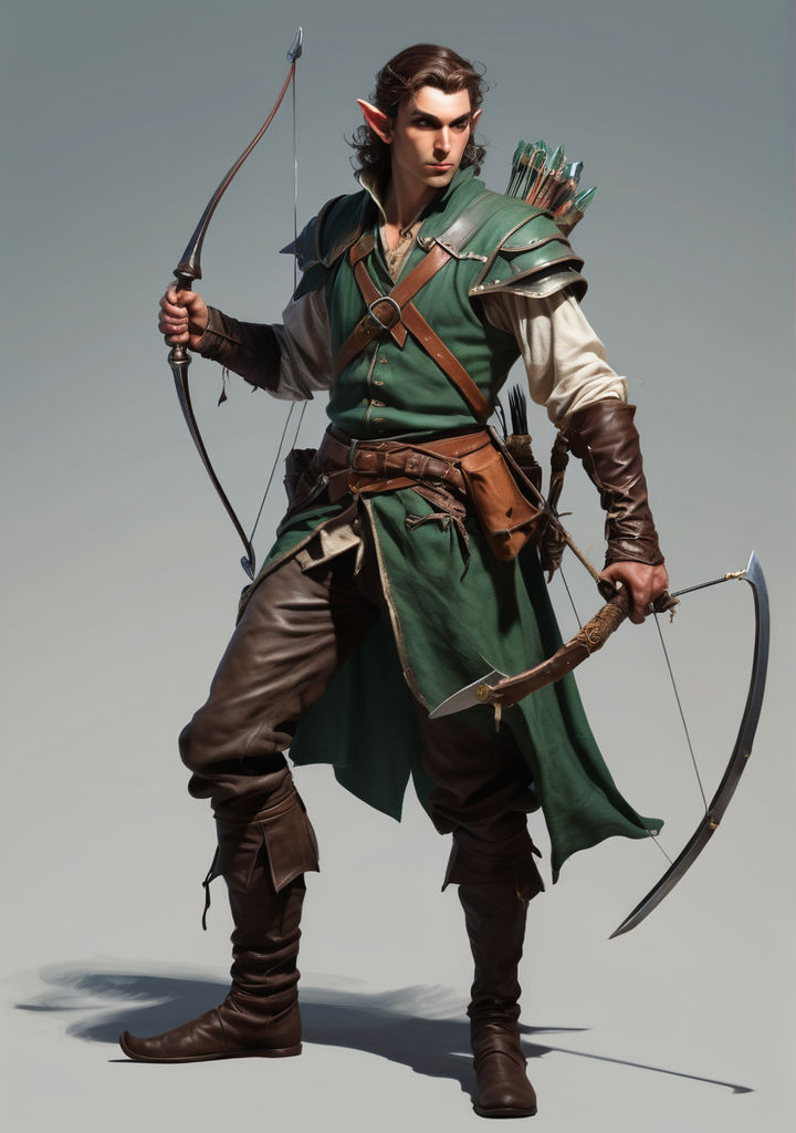 Male elven rogue swashbuckler with a rapier in one hand and ... by ...