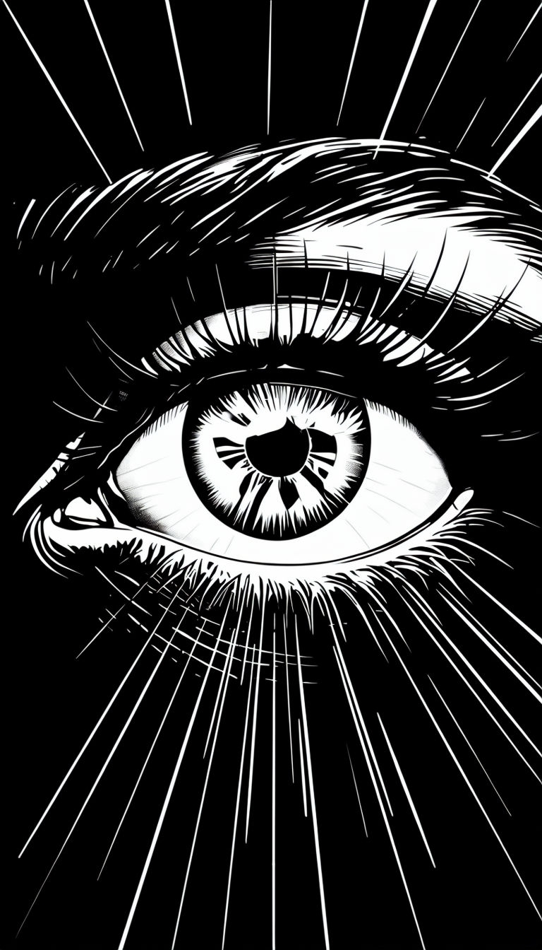 Striking Black and White Human Eye Illustration Phone Case Cover