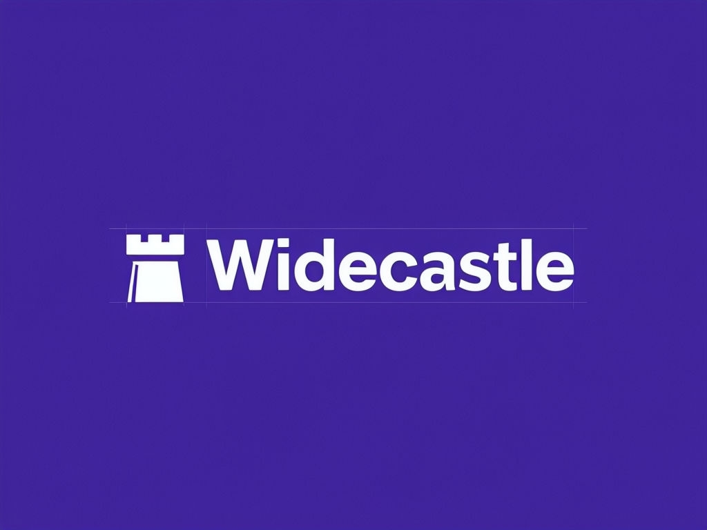Minimalist Widecastle Logo Design on Royal Purple Background Logo