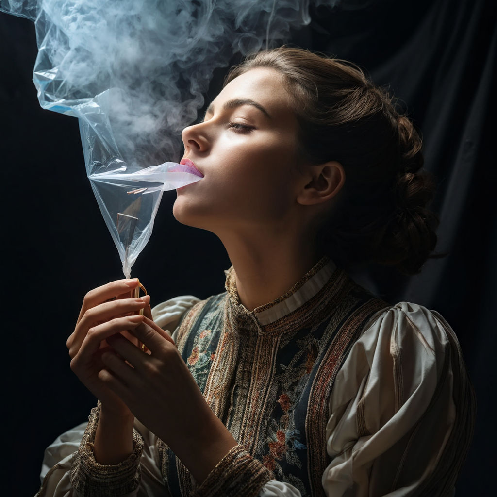 Natalia Dyer smoking a cigarette