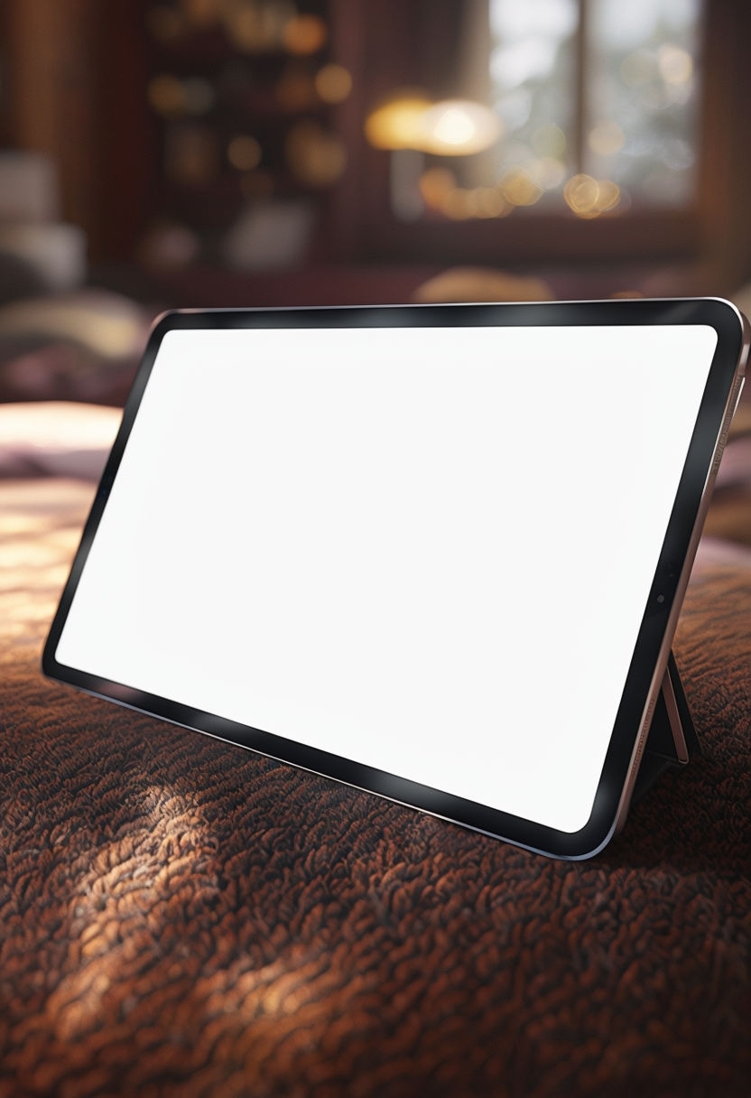 Modern Digital Tablet Mockup in Cozy Interior Setting