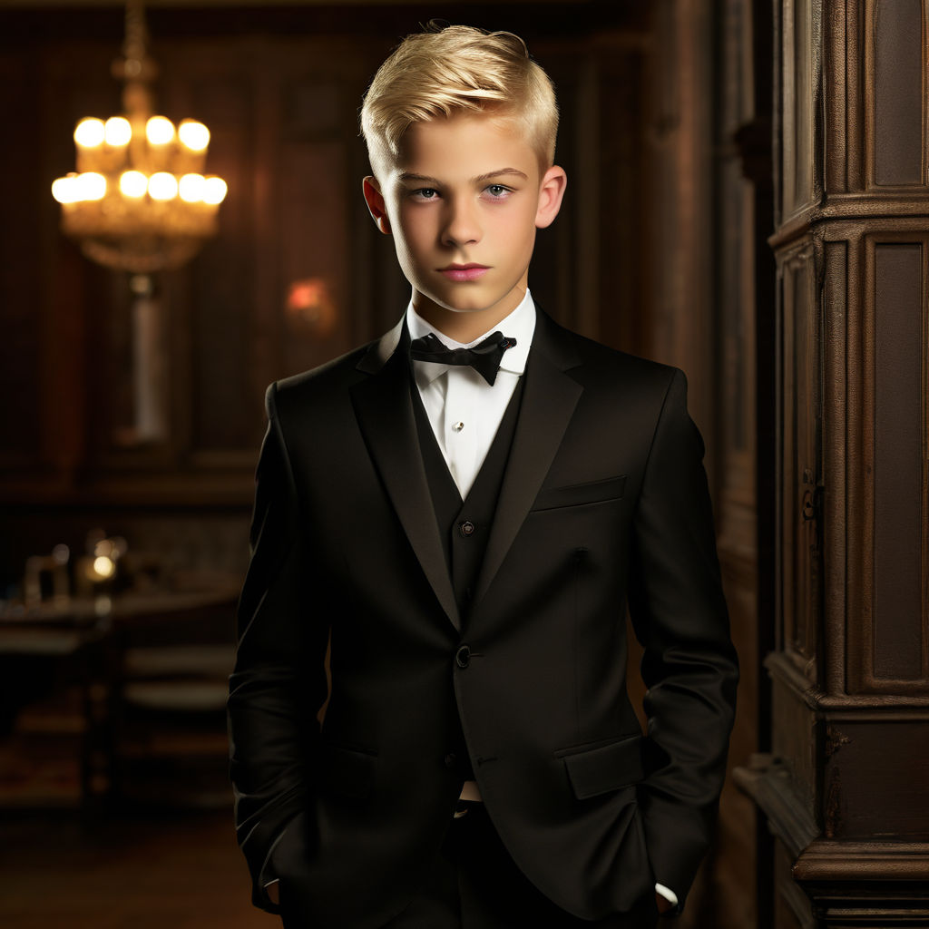 14 year old blond boy by Timber Fire - Playground