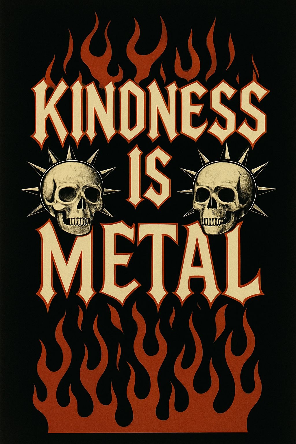 Bold Gothic Kindness is Metal T-Shirt Design with Skulls