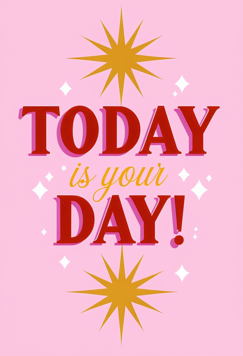Today is Your Day Motivational Typography Poster for Encouragement Cards & Invites