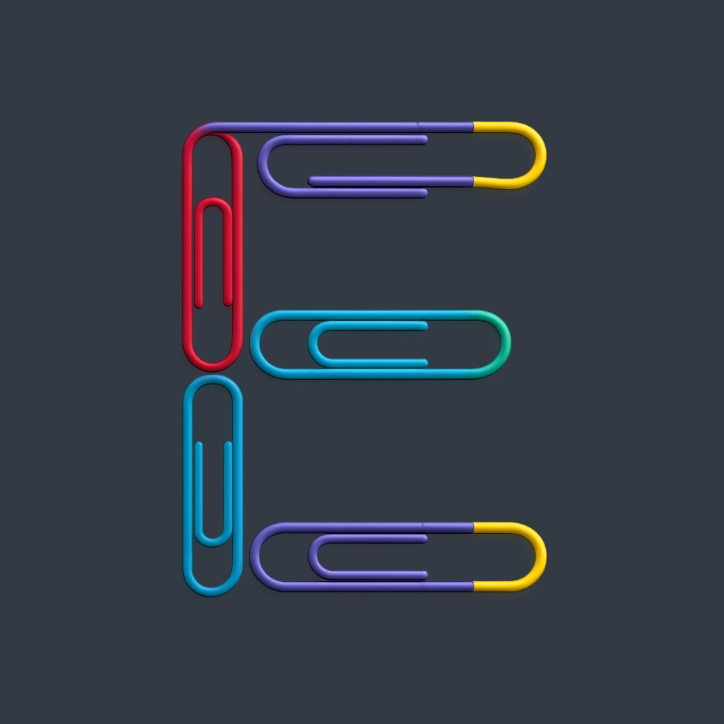 Colorful Paperclip Letter E and F Monogram Design Artwork Monogram