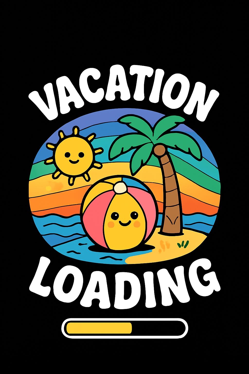 Vibrant Beach Vacation Loading Cartoon T-Shirt
