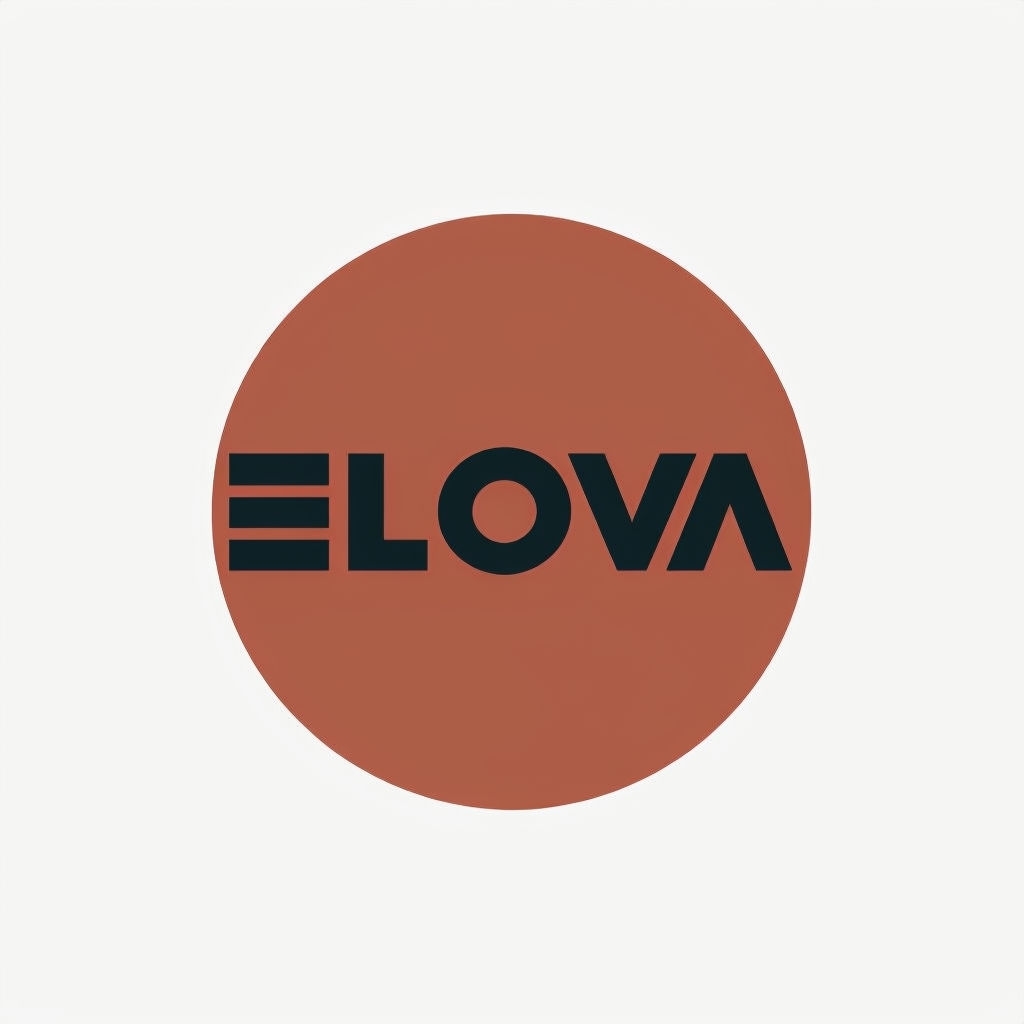 Minimalist ELOVA Logo Design in Terracotta and Black Ink Logo