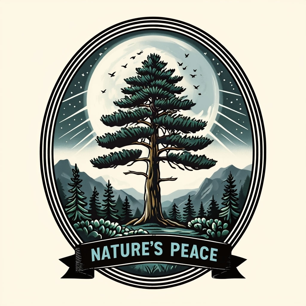 Nature's Peace Vintage Pine Tree and Moon Illustration T-Shirt