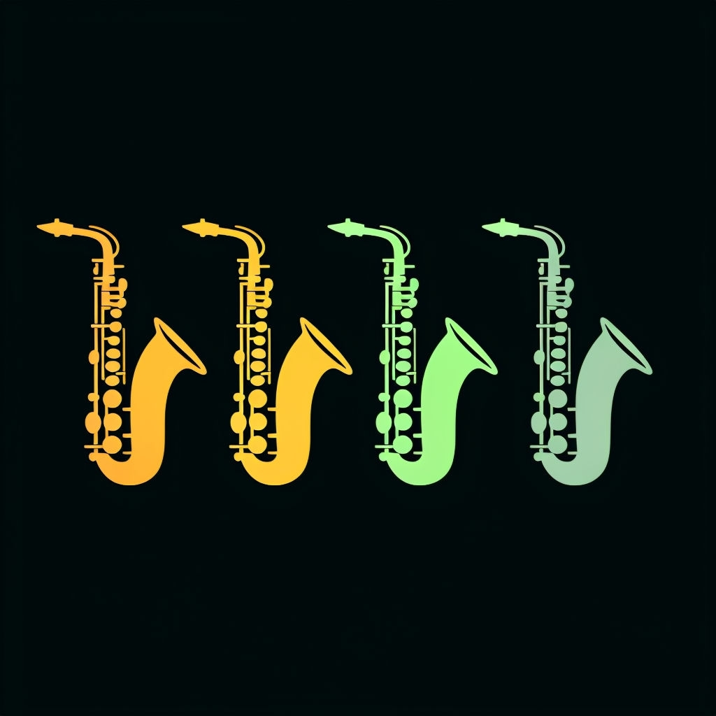 Colorful Minimalist Saxophones Illustration T-shirt