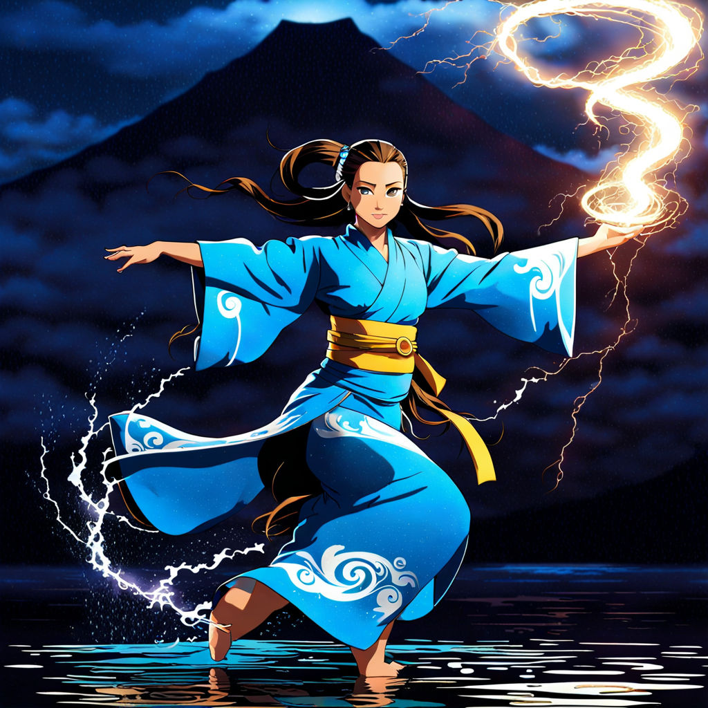 Full body picture Katara from Avatar dancing while water-ben... by Jono ...