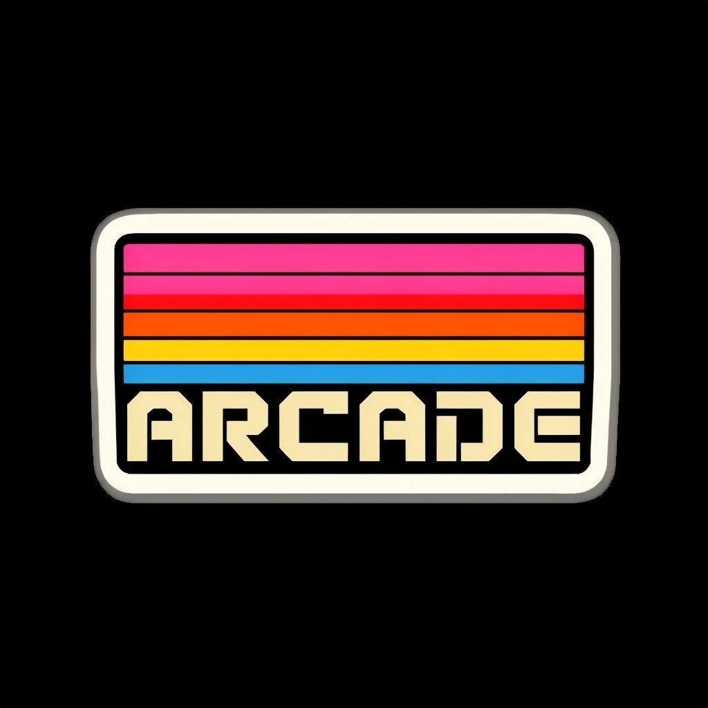 Retro Arcade Rainbow Stripes Graphic T-Shirt