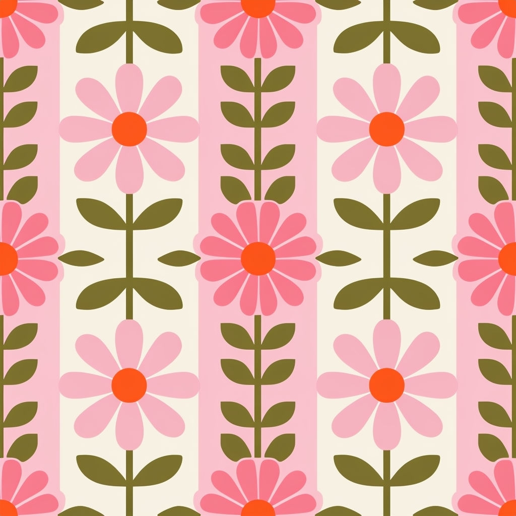 Retro Floral Geometric Seamless Pattern Design Art