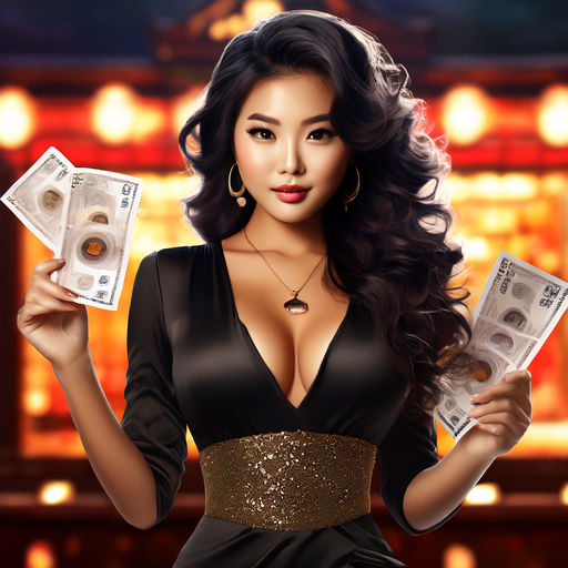 Picture a sexy and glamorous Asian woman (full body shot) holding a lottery ticket. Draw my breasts bigger. Draw a cute face. Draw your hair short.