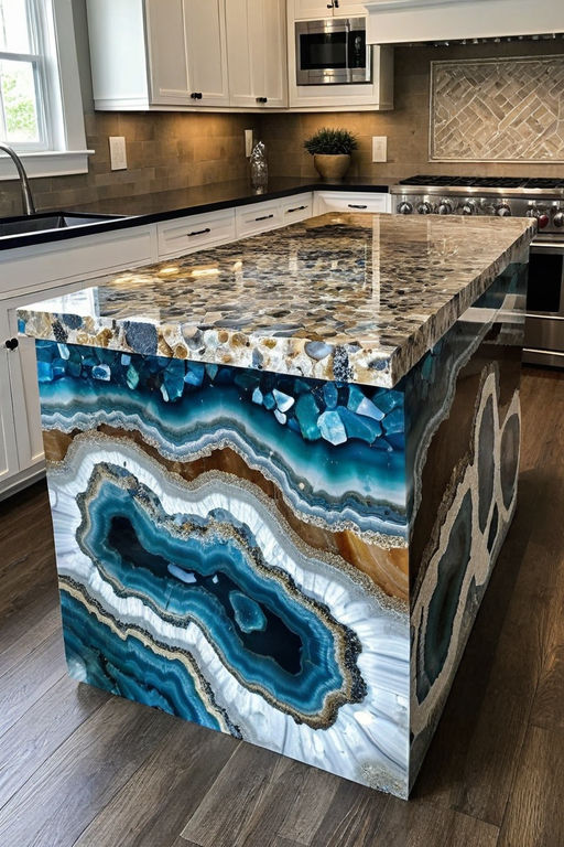 Kitchen island made of raw agate geode by R&B - Playground