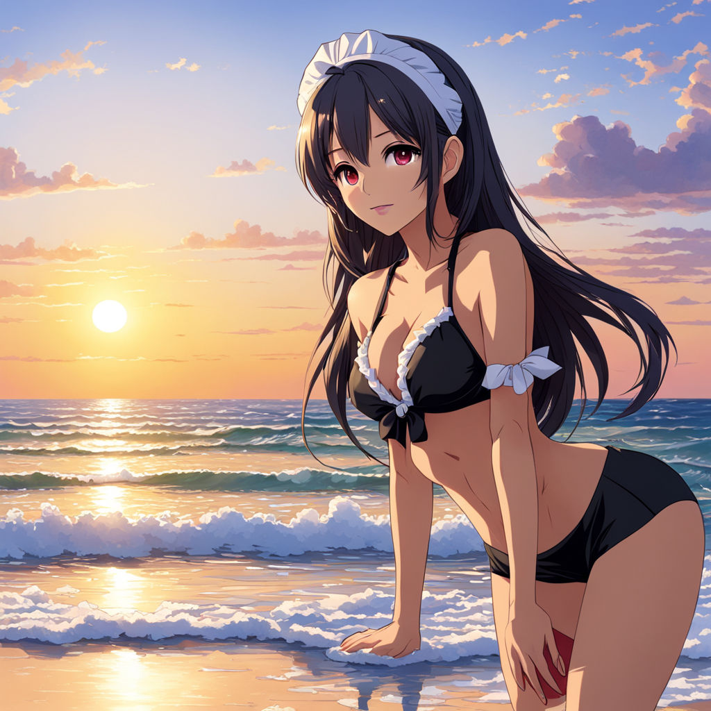 White and black maid bikini