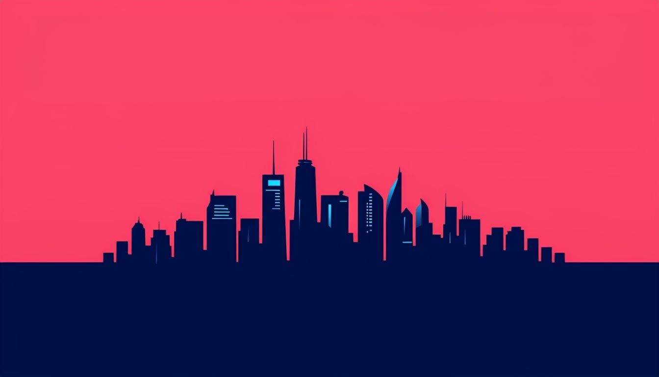 Vibrant Minimalist Cityscape Illustration for Virtual Backgrounds