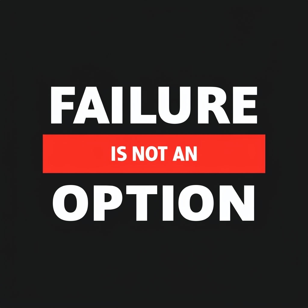 Motivational Typography Design: Failure Is Not An Option T-shirt