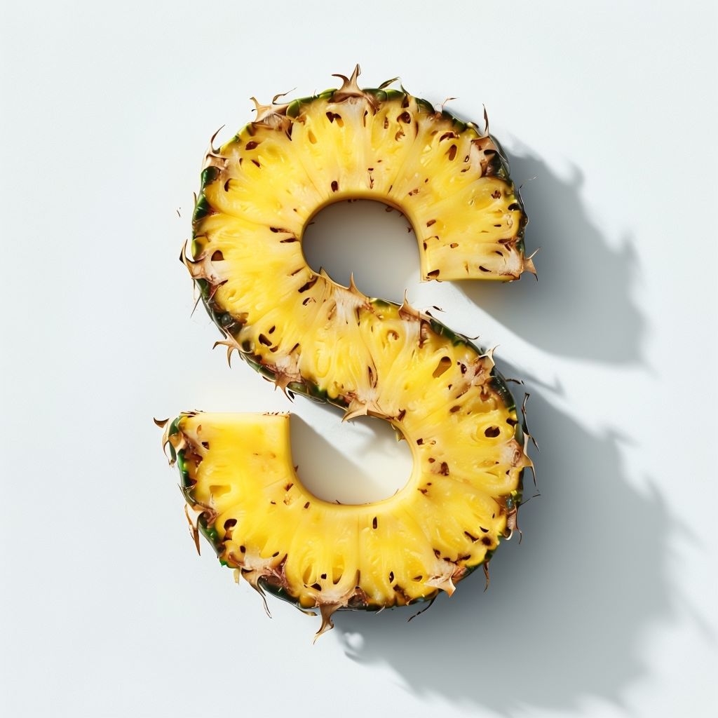 Fresh Pineapple Letter S Art for Creative Food Lovers Monogram