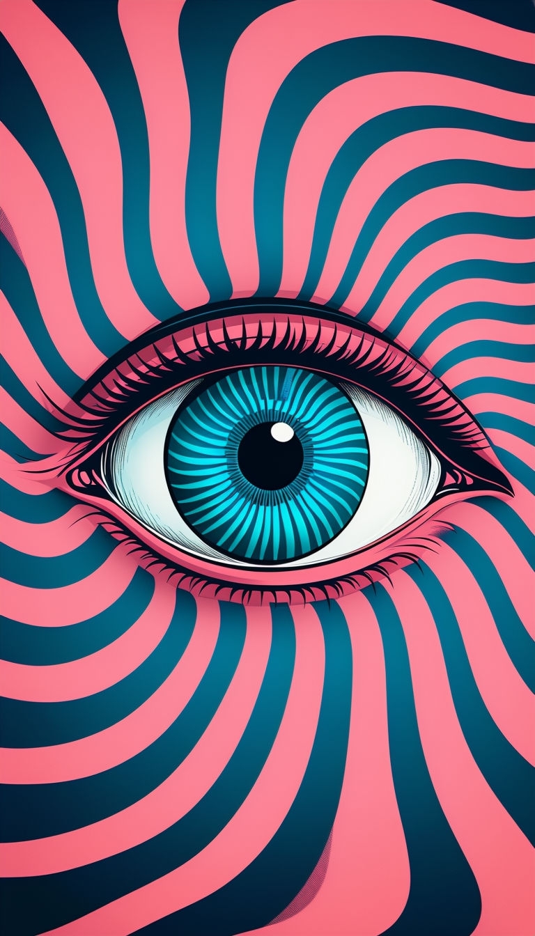 Hypnotic Colossal Human Eye Op Art with Vibrant Stripes Mobile Wallpaper