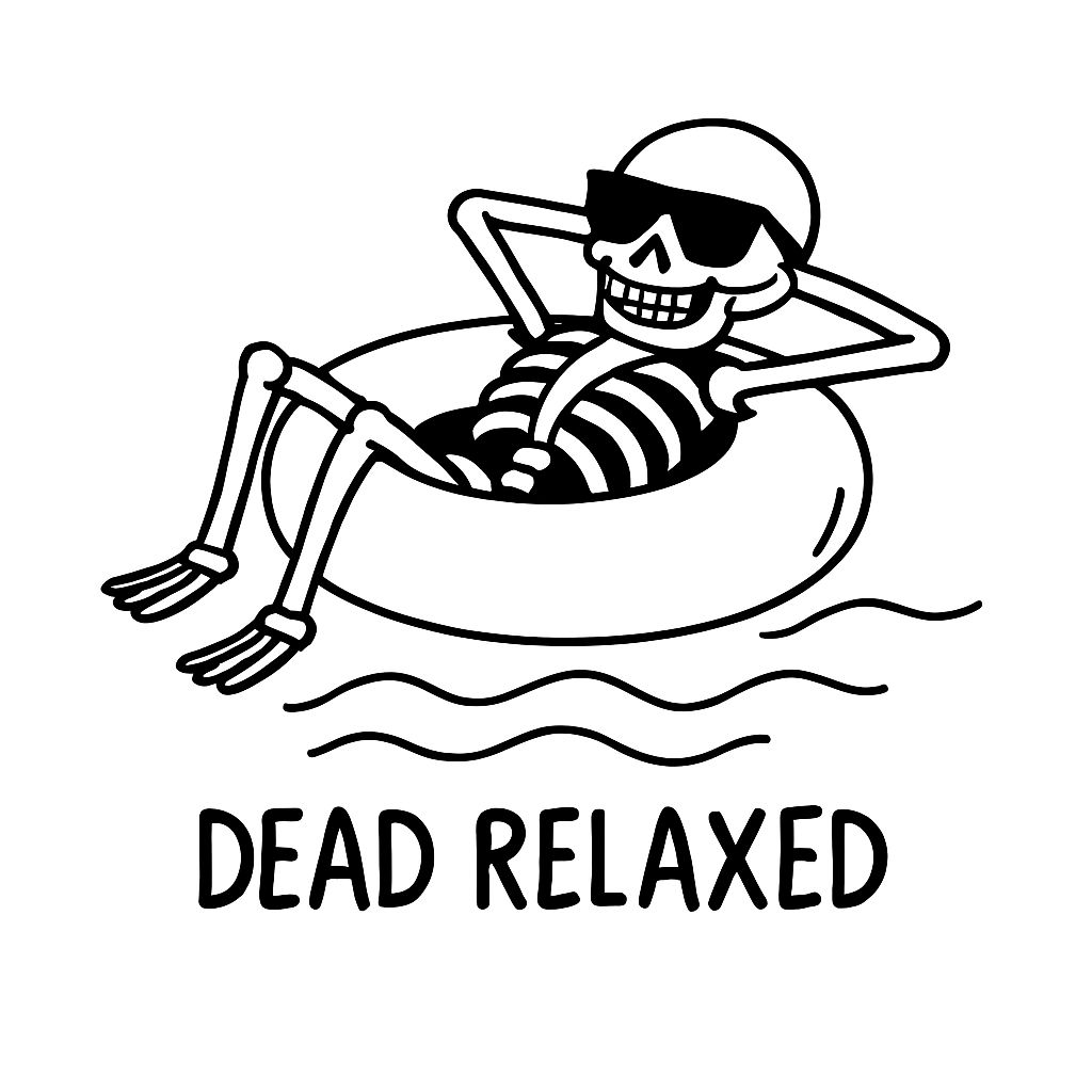 Cool Skeleton Floating on Inflatable Ring Dead Relaxed Sticker
