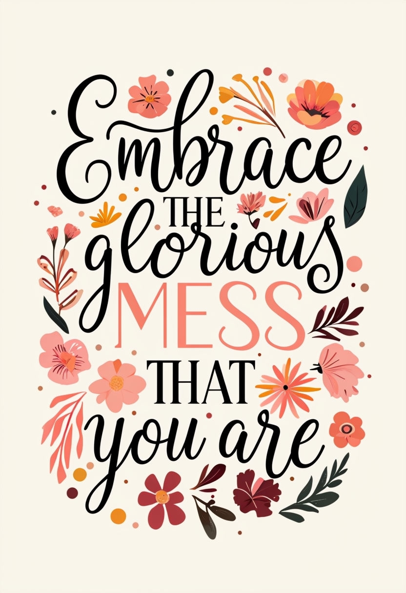 Embrace the Glorious Mess Motivational Quote Poster