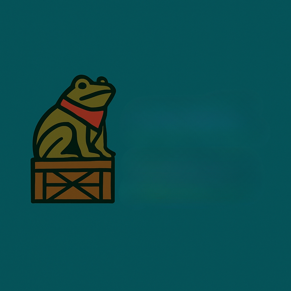 Whimsical Olive Green Frog with Red Bandana Logo