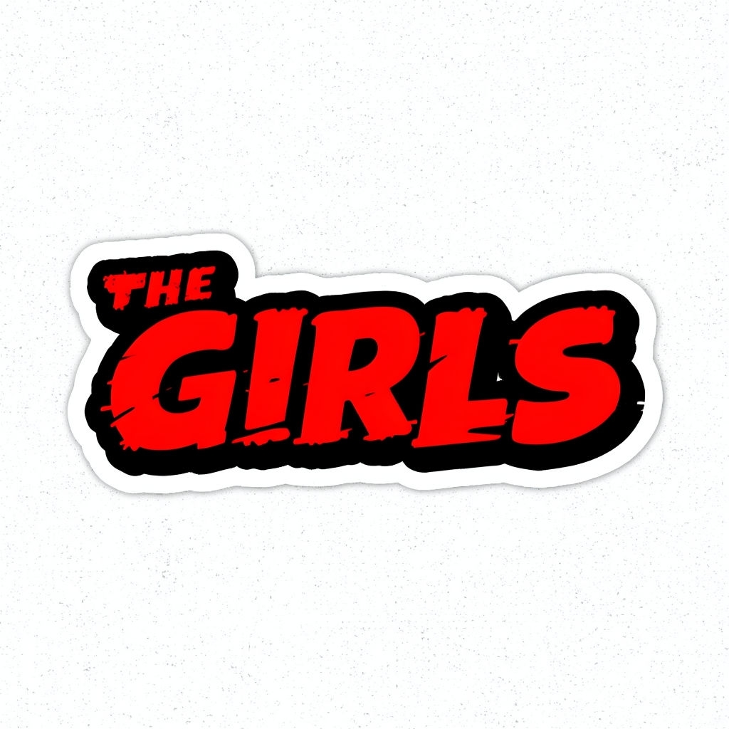 Bold Red 'THE GIRLS' Grunge Typography Sticker