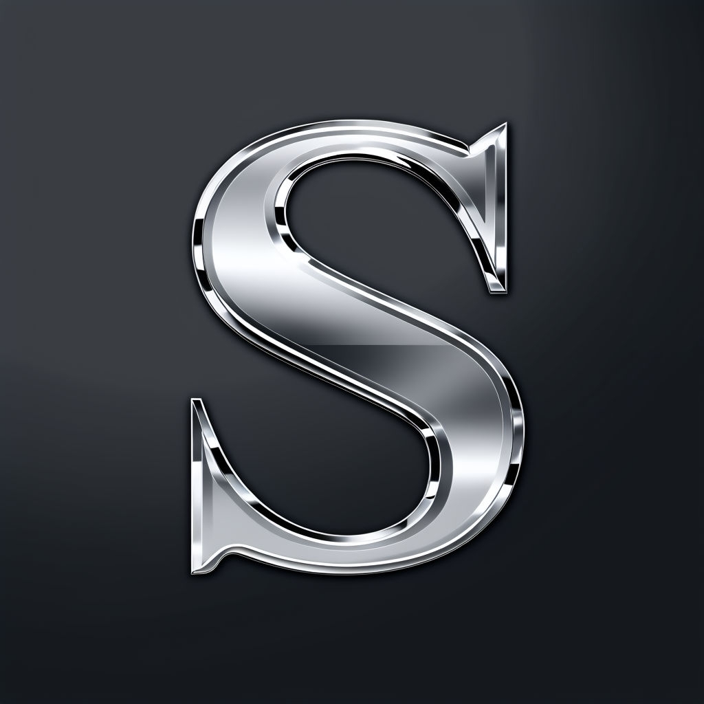 Sleek Metallic Silver Letter S Monogram Design