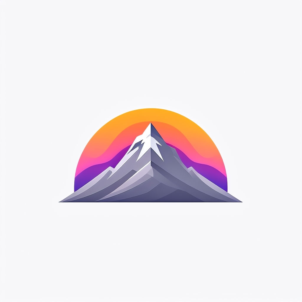 Stylized Sunset Mountain Peak with Color Gradient Art