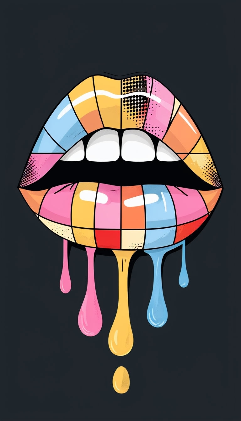 Vibrant Pop Art Colorful Lips with Dripping Paint Phone Case Cover