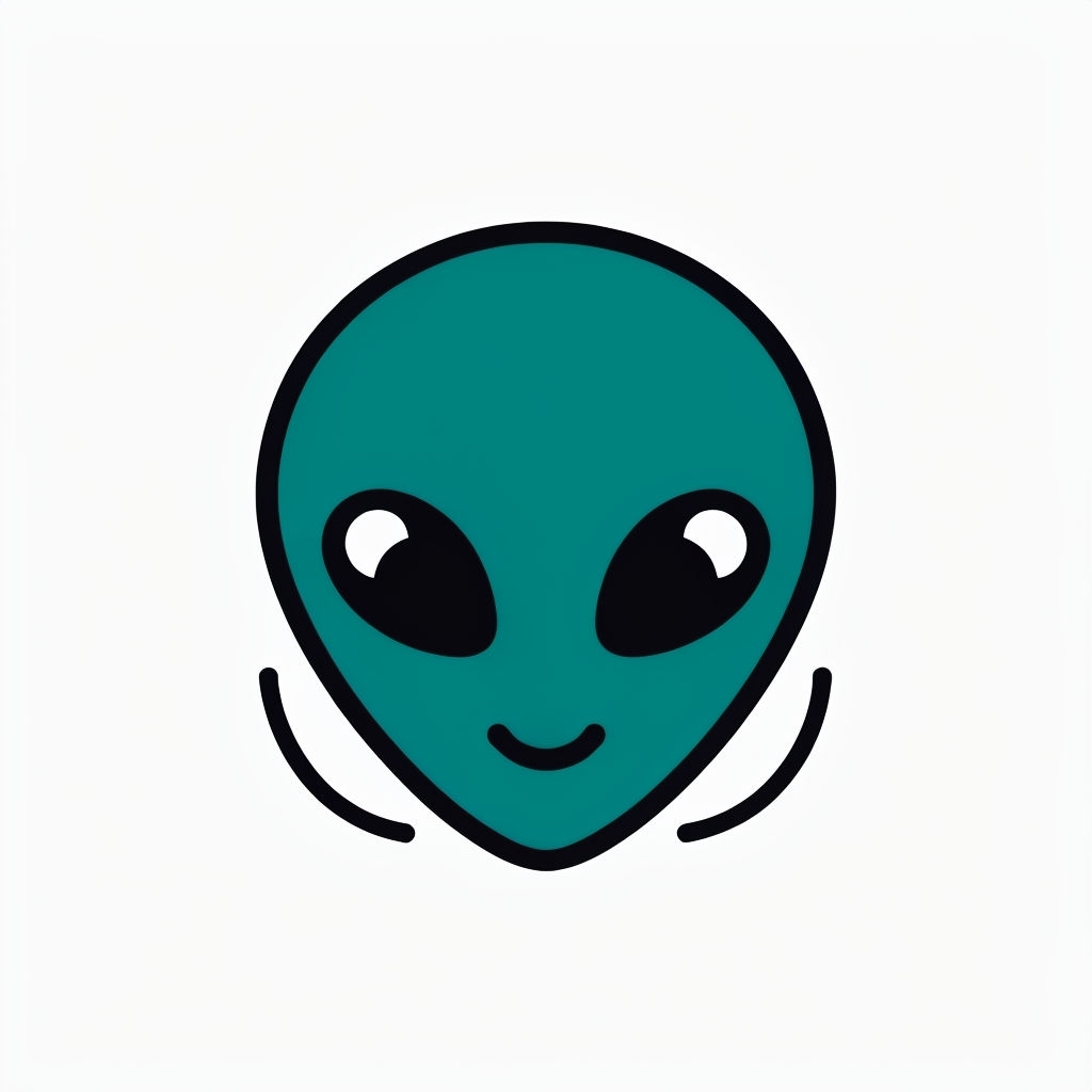 Cute Teal Alien Head Graphic Illustration Sticker