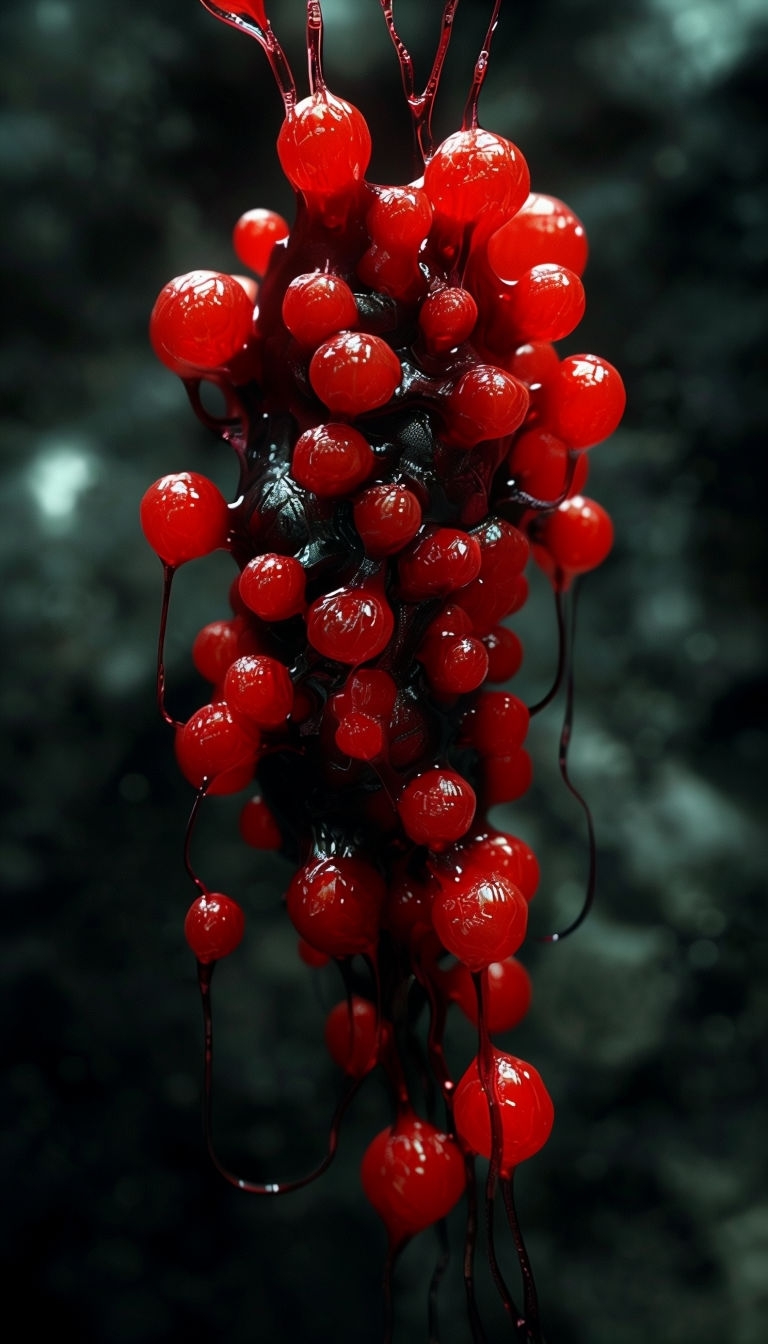 Dark Abstract Organic Cluster with Creepy Biological Feel Mobile Wallpaper