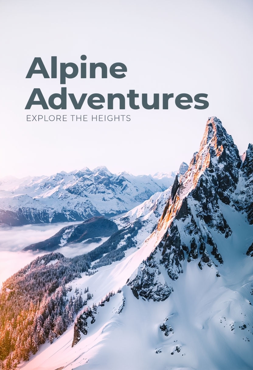 Alpine Adventures Explore the Heights Minimalist Promotional Image Social Media Post