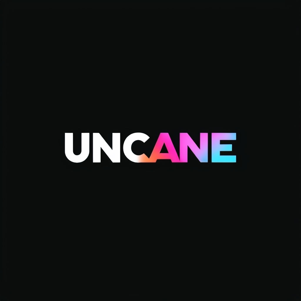 Minimalist Black Background UNCANE Logo with Gradient E Design