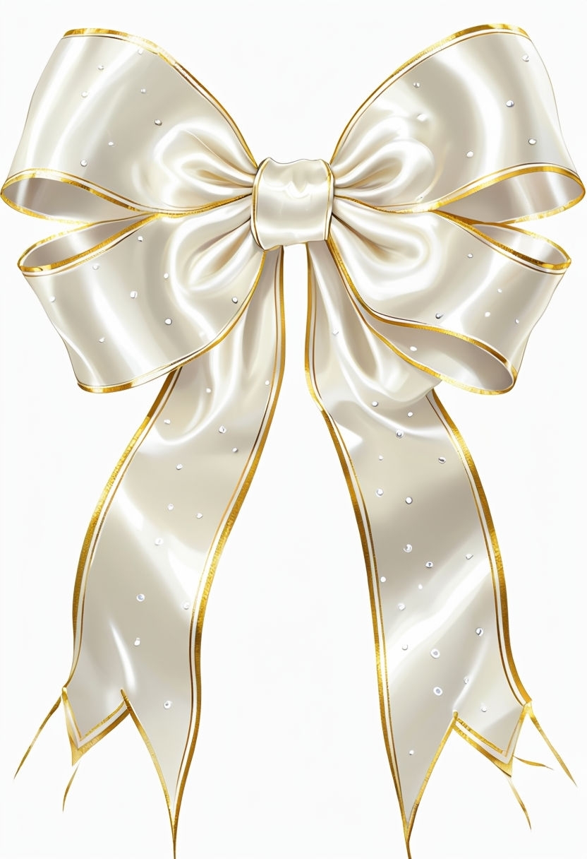 Elegant Ivory Ribbon Bow Illustration for Celebratory Art