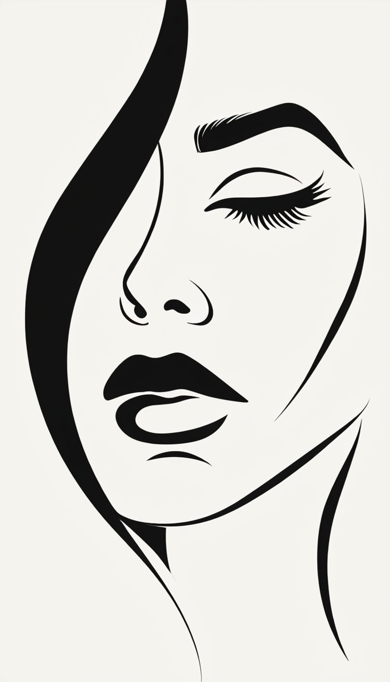 Minimalist Line Art Woman's Face Illustration Phone Case Cover