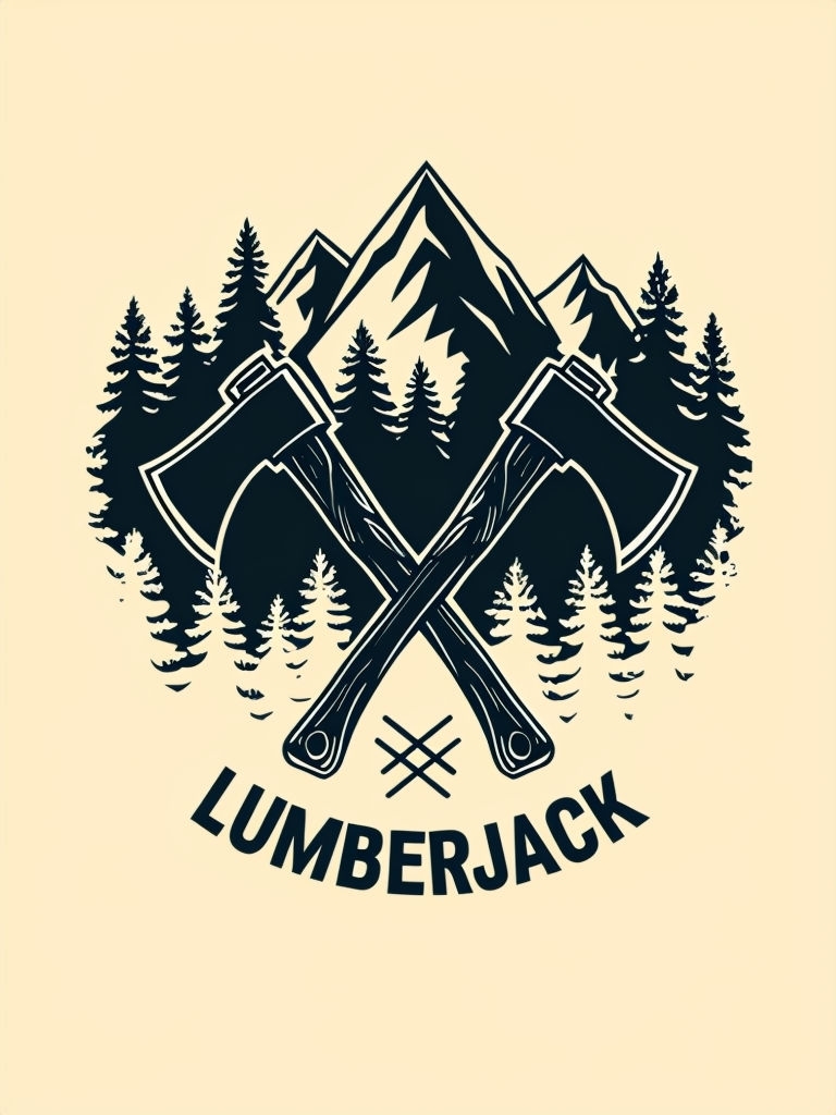 Vintage Lumberjack Axes and Mountains Vector T-Shirt