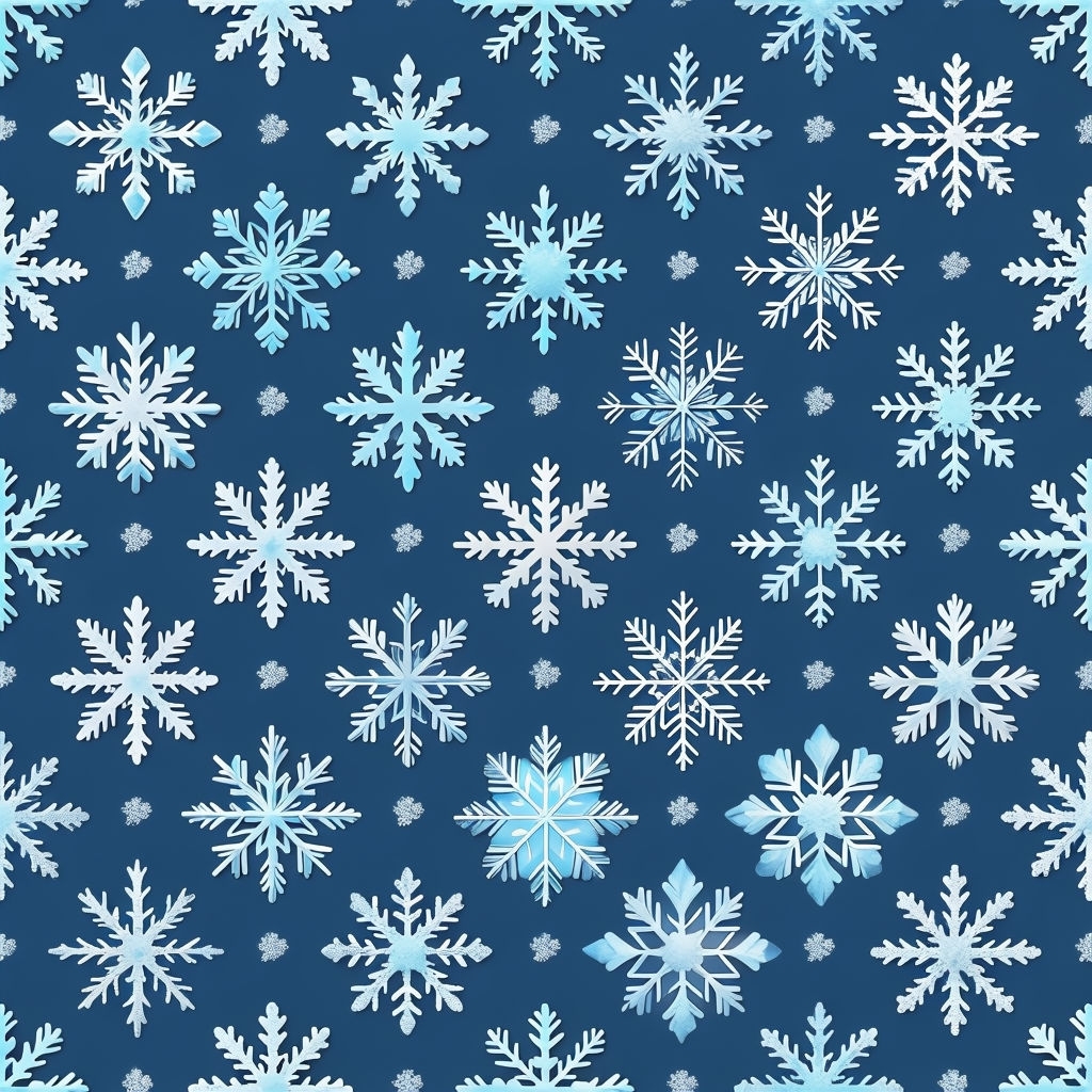 Cheerful Icy Blue Snowflake Seamless Pattern Design Seamless Pattern