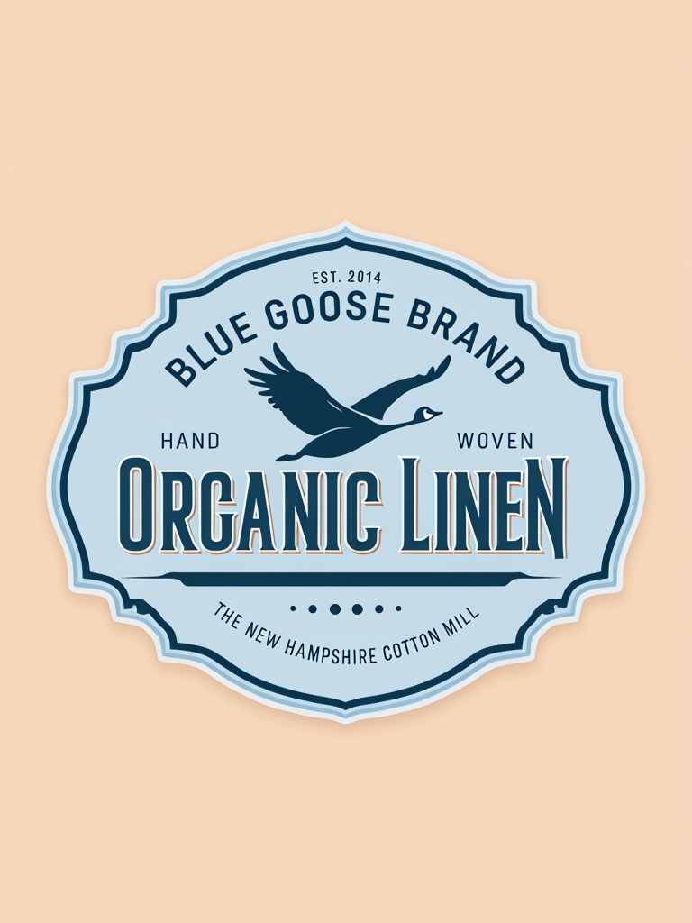 Vintage Blue Goose Brand Organic Linen Logo Design