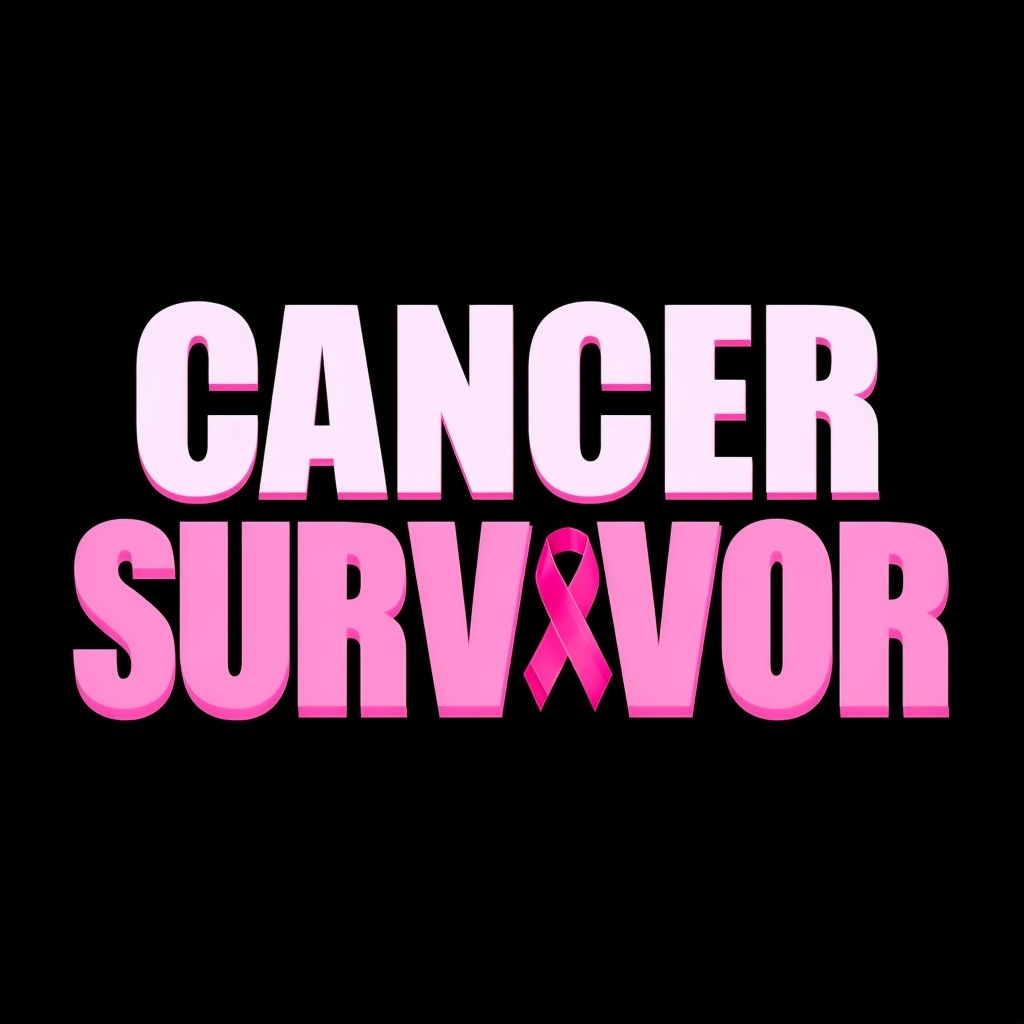 Bold Cancer Survivor Graphic with Pink Ribbon T-Shirt