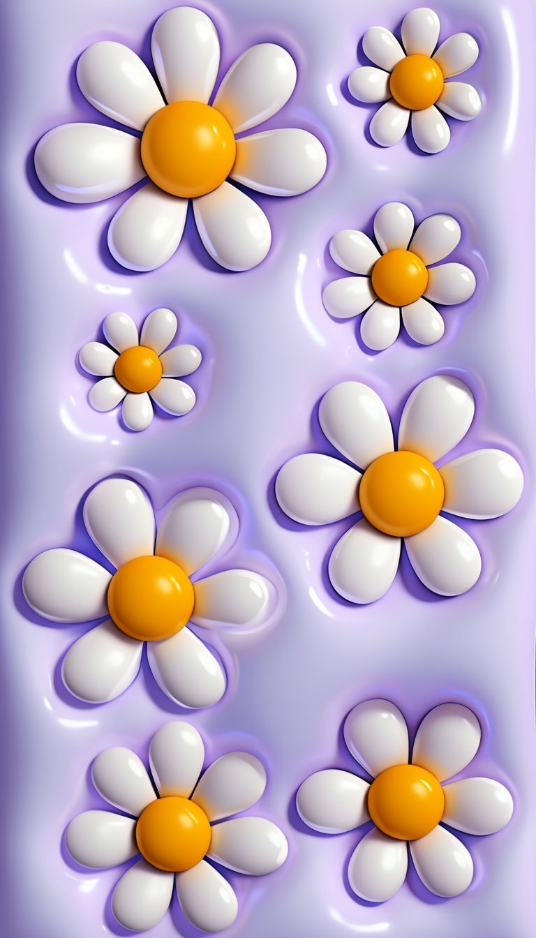 Vibrant Daisy Flower Design on Light Lavender Background Phone Case Cover